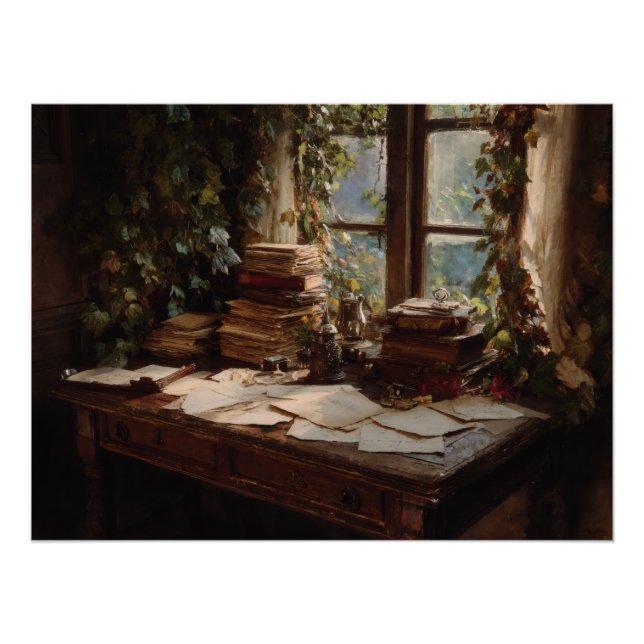 Póster Cozy Vintage Writing Nook View (Anverso)