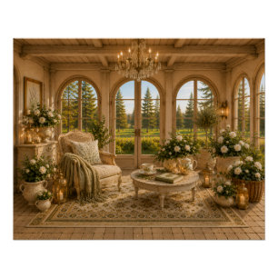 Póster Cozy Winter Garden Botanical Cottage Wall Art Post