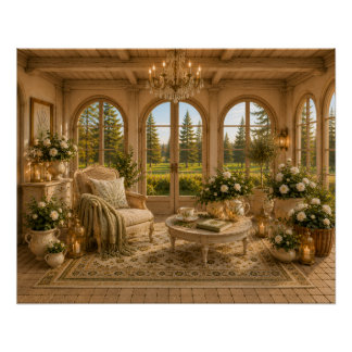 Póster Cozy Winter Garden Botanical Cottage Wall Art Post