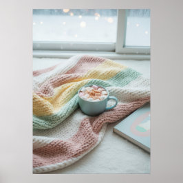 Póster Cozy Winter Morning – Pastel Blanket and Hot Cocoa