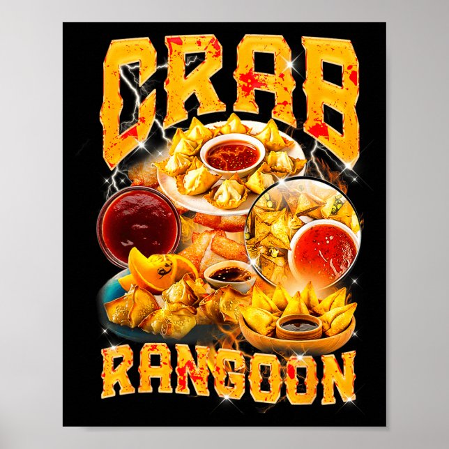 Póster Crab Rangoon Meme Contrabando Estilo Rap 90s Vinta (Frente)