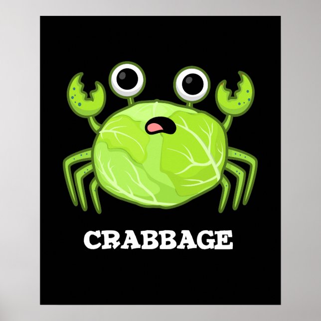 Póster Crabbage Funny Cabbage Crab Pun Dark BG (Frente)