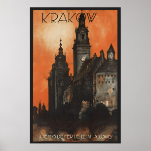 Póster Cracovia Polonia - Cartel de viaje de estilo vinta