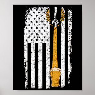 Póster Craft Beer Bandera Americana USA 4 de julio Cervec
