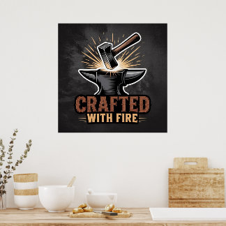 Póster Crafted With Fire – Rustic Artisan 