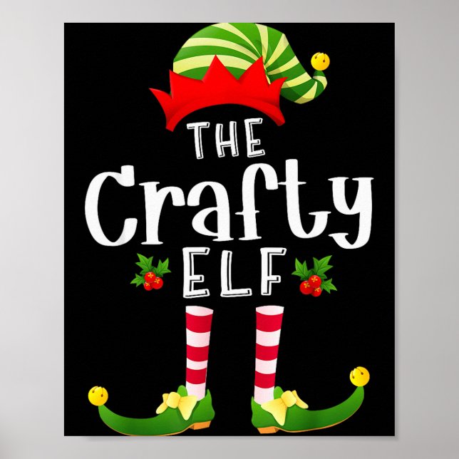 Póster Crafty Christmas Elf Matching Pajama X-mas Party  (Frente)
