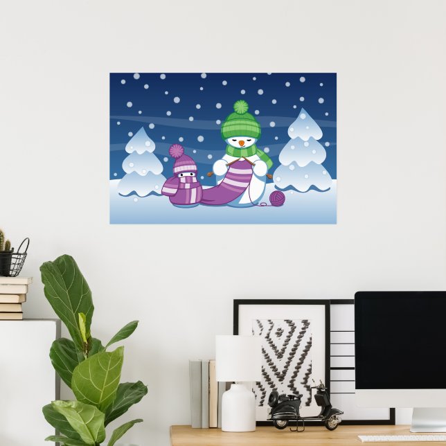 Póster Crafty Snowman Knitus Scarf (Oficina en casa)