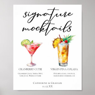 Póster Cranberry Cutie Piña Colada Menú de cócteles