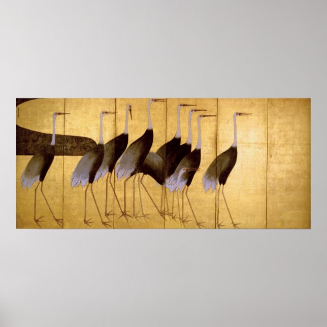 Póster Crane, Bella Artes japonés Ogata Korin (Frente)