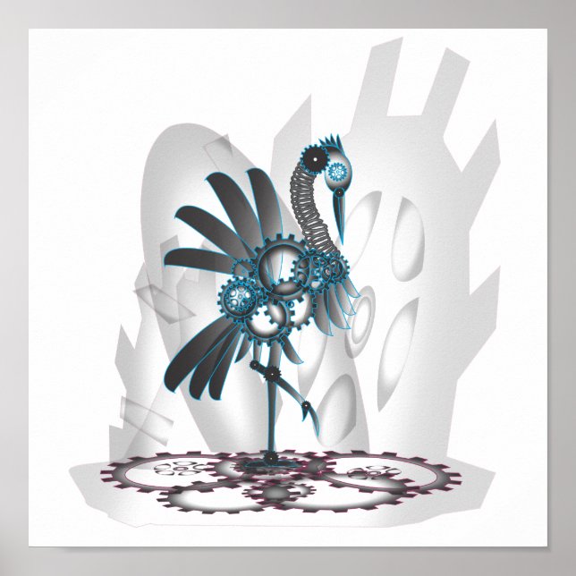 Póster Crane metalizado (Frente)