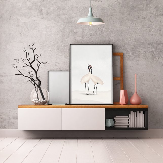 Póster Crane Minimalist Aesthetic White Beige B-3 (Subido por el creador)