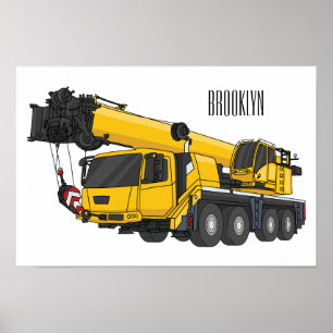 Póster Crane truck cartoon illustration