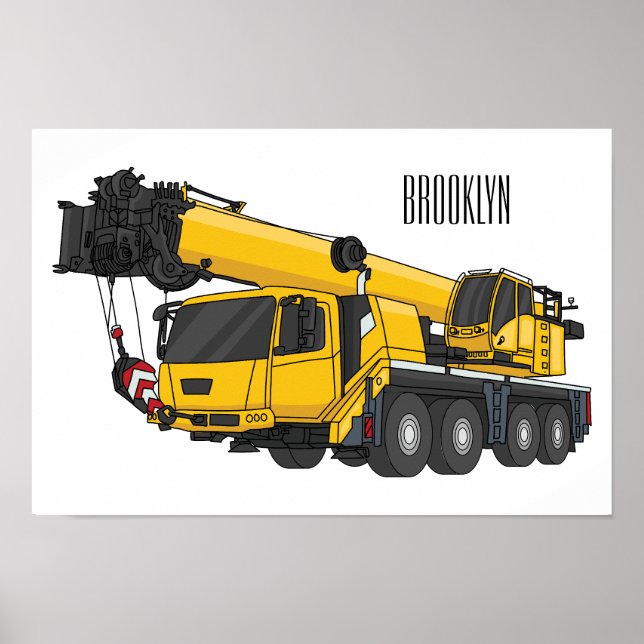 Póster Crane truck cartoon illustration (Frente)