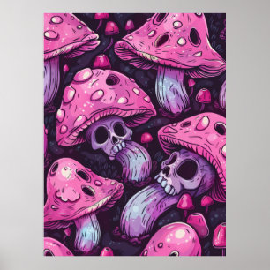 Póster Cráneo Adorable De Setas Con Sensación De Hielo Fr