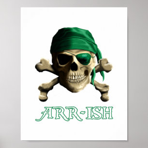 Póster Cráneo alegre irlandés divertido ARR-ISH del