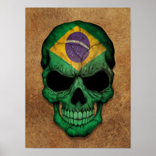 Póster Cráneo brasileño envejecido y llevado de la