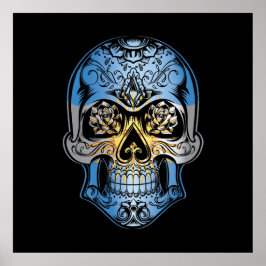 Póster Cráneo De Argentina Y Bandera De Los Rosas