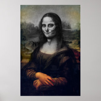 Póster cráneo de azúcar de mona lisa