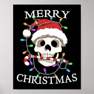 Póster Craneo de Feliz Navidad Esqueleto Hombres Mujeres