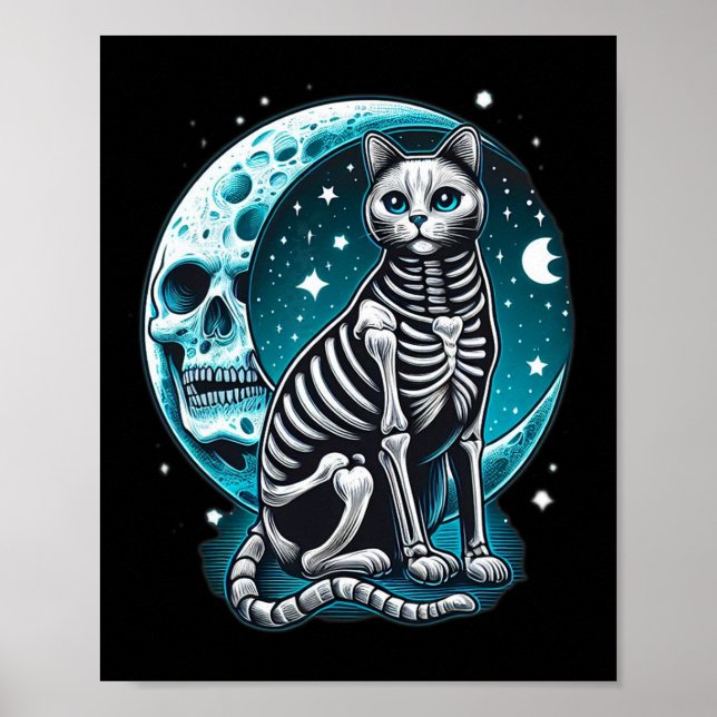 Póster Cráneo de gato - Idea de disfraz de halloween con  (Frente)