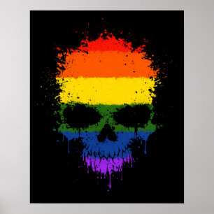 Póster Cráneo de la salpicadura del goteo del arco iris