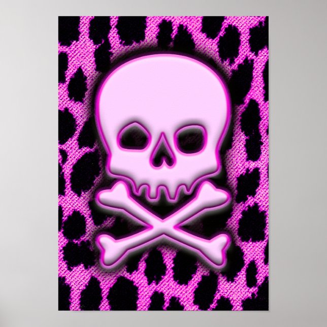 Póster Cráneo de Leopardo Rosa (Frente)
