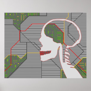 Póster cráneo de logarita gris