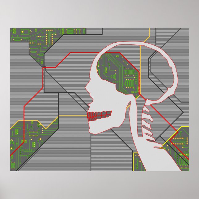 Póster cráneo de logarita gris (Frente)