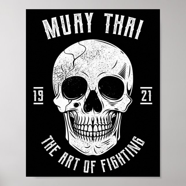 Póster Cráneo de Muay Thai - Boxeo Tailandés y Kickboxing (Frente)