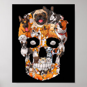 Póster Cráneo de perro Amante de la pata de perro Hallowe