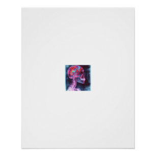 Póster Cráneo de rayos X colorido cerebro sicodélico