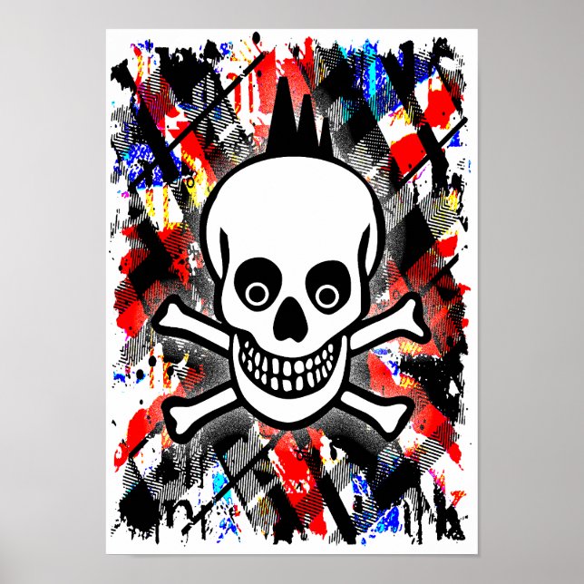Póster Cráneo de rock de punk (Frente)