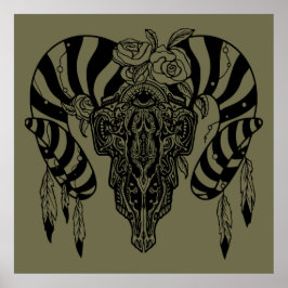 Póster Cráneo de toro tribal