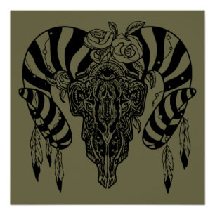 Póster Cráneo de toro tribal