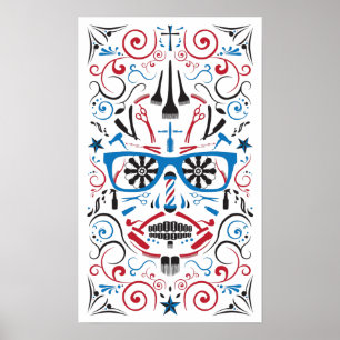 Póster cráneo del azúcar de la barbería
