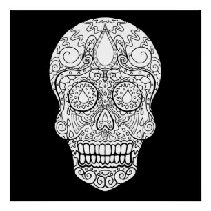 Póster Cráneo del azúcar del goteo - día de los muertos