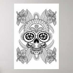 Póster Cráneo inspirado en las flores 2