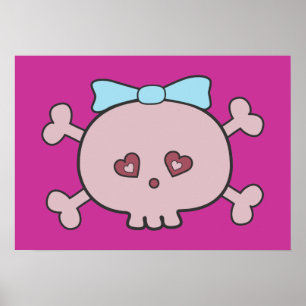 Póster Cráneo Personalizado Rosa Con Cinta