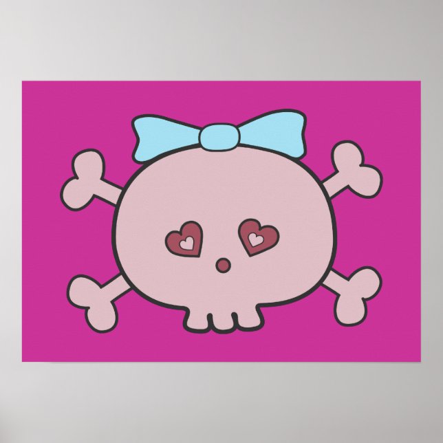 Póster Cráneo Personalizado Rosa Con Cinta (Frente)