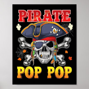 Póster Cráneo pirata de pop-pop cruza el disfraz de Hallo
