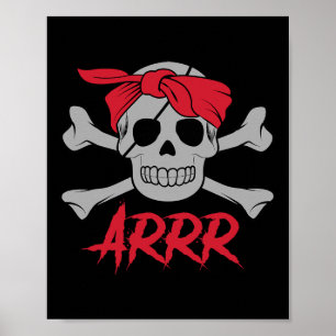 Póster Cráneo pirata muerto con parche ocular Halloween