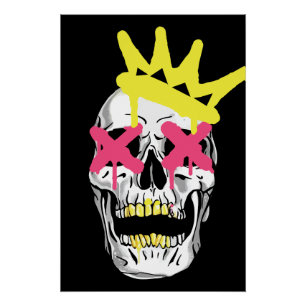 Póster Cráneo Regal: Arte De Ojo X Rosa