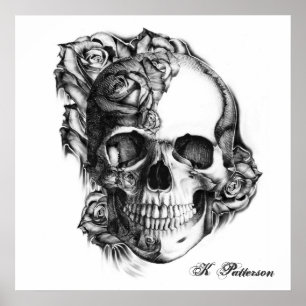 Póster cráneo rosa