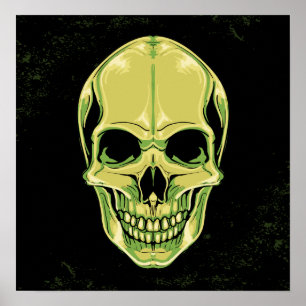 Póster Cráneo Verde Asustado Que Da Miedo A La Grunge