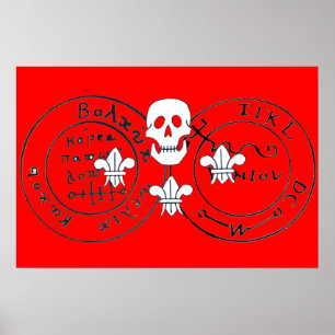 PÓSTER CRÁNEO Y FLOUR DE LIS / MAPAS DEL TESORO DE PIRATA