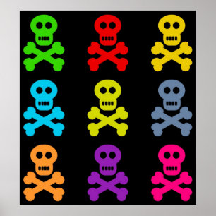 Póster Cráneos coloridos