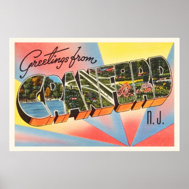 Póster Cranford New Jersey NJ Viaje de Viaje para Viajes  (Frente)