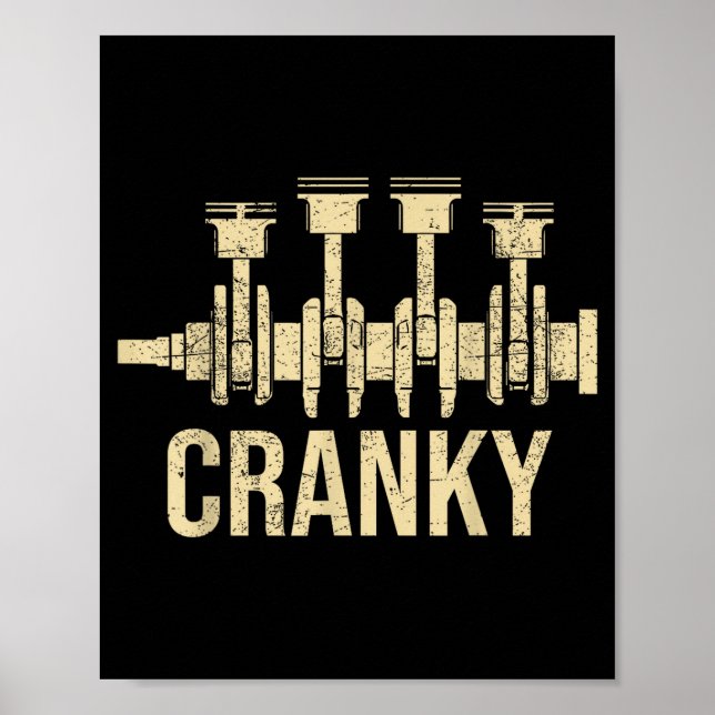Póster Cranky Car Engine Crankshaft Lover Mechanics Fathe (Frente)