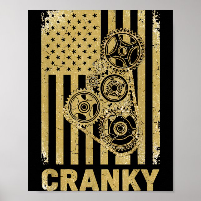 Póster Cranky Car Engine Crankshaft Lover Mechanics Fathe (Frente)
