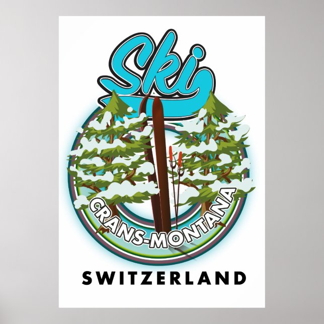 Póster Crans-Montana Suiza esquí (Frente)